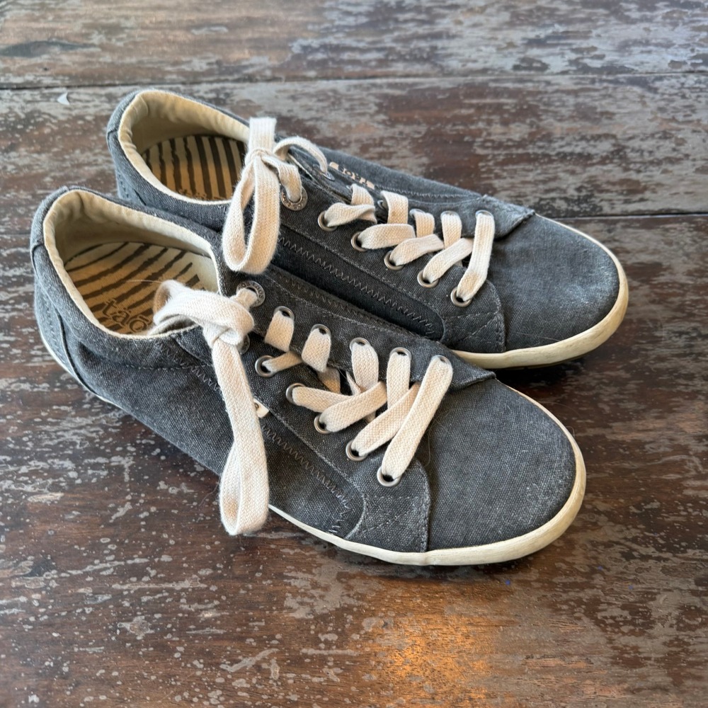 Taos Star Womens Charcoal Canvas Low Top Sneakers STA-12844 Size 8